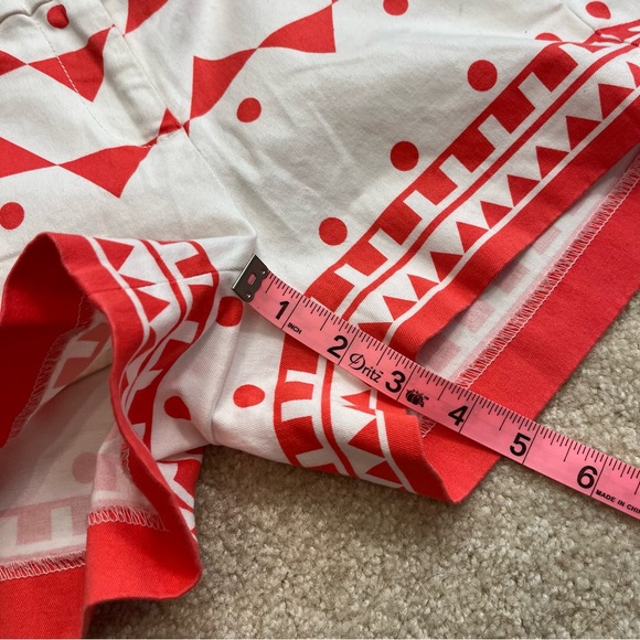 J Crew Shorts Womens 00 White Red Geometric Printed Chino Stretch Cotton Blend - Picture 8 of 10